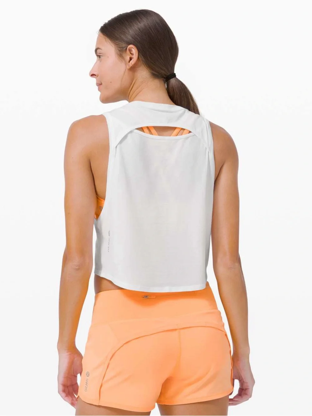 055. Lululemon Cut Back Crop Tank *SeaWheeze White limited edition PTP 14”